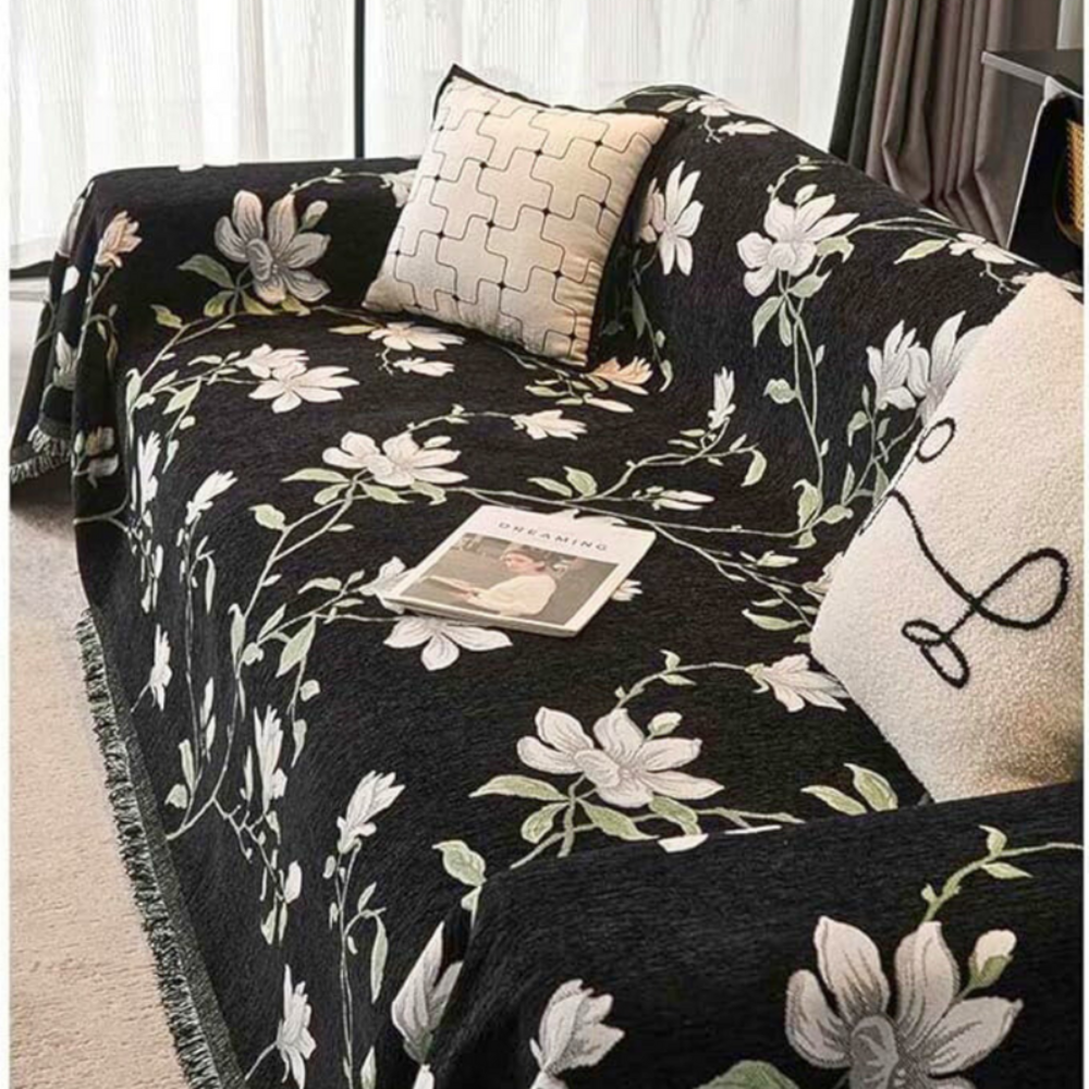 Bankhoes met Vintage Bloemenpatroon en Kwastversiering