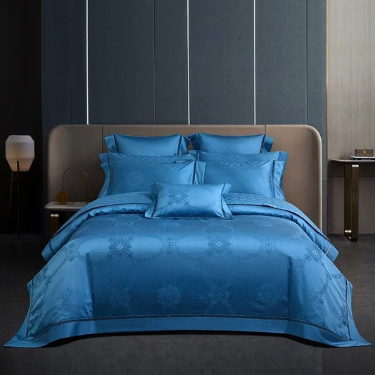 Elegante Blauw Dekbedovertrekset 100% Egyptisch Katoen 200 x 230 cm met 2 Kussenslopen 0