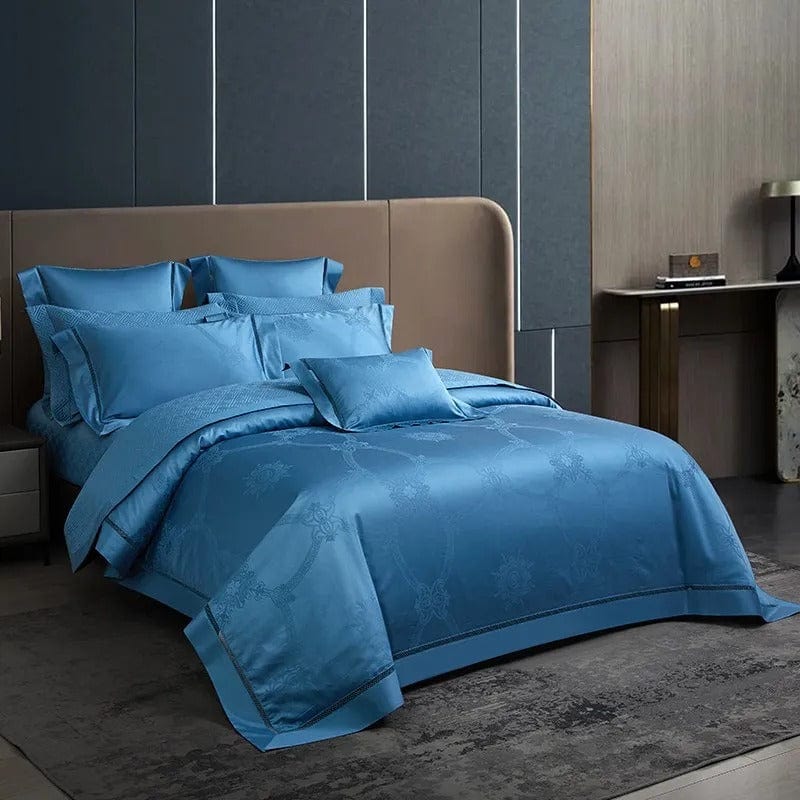 Elegante Blauwe Dekbedovertrek set 100% Egyptisch Katoen 200 x 230 cm Inclusief 2 Kussenslopen
