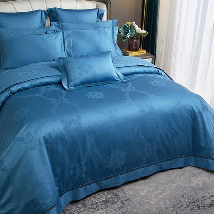 Elegante Blauw Dekbedovertrekset 100% Egyptisch Katoen 200 x 230 cm met 2 Kussenslopen 2