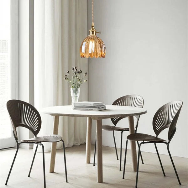 Hanglamp met Geribbeld Glas - Retro Stijl
