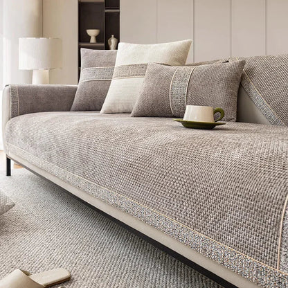 Elegante Linnen Look Sofa Cover voor Banken – Stijlvolle Bescherming tegen Vlekken en Dierenharen 2