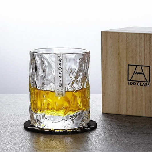 Elegante Whiskey Glazen Set met Geometrisch Ontwerp en Houten Geschenkdoos 0