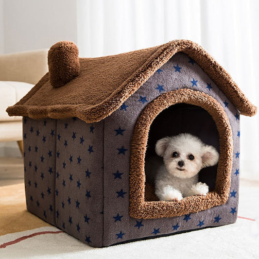 Fluffy Dierenhuisje voor Honden en Katten – Warm Cozy Slaapplek tot 4 kg, Zachte Stof, Anti-slip 0