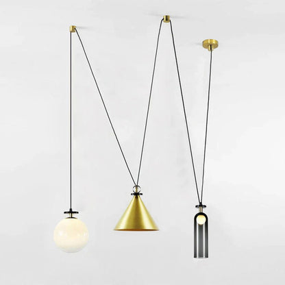 Industriele Eettafel Hanglamp met Geometrisch Design K 60cm x H 150cm