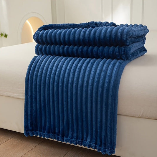 Gestreepte Fleece Deken van 100% Polyester voor Warmte en Comfort 0