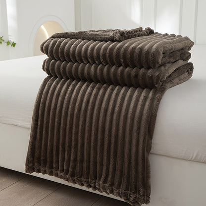 Gestreepte Fleece Deken van 100% Polyester voor Warmte en Comfort 11