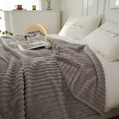 Gestreepte Fleece Deken van 100% Polyester voor Warmte en Comfort 2