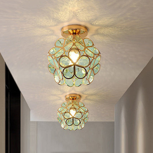 Glazen Plafondlamp Bloemenontwerp – Elegante Plafonniere voor Hal met E27 Fitting 0