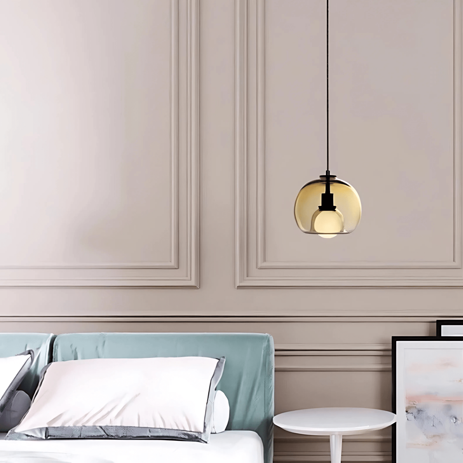 Handgeblazen Glazen Hanglamp voor Eettafel – Clyde Collectie in Rookgrijs, Helder en Amber 8