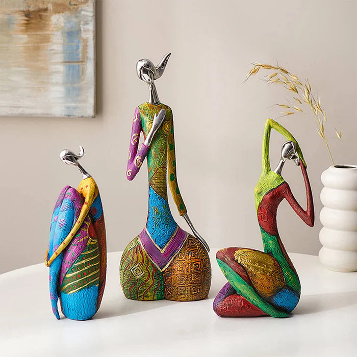Abstract Vrouwenbeeldje Modern Kleurrijk 3-delige set
