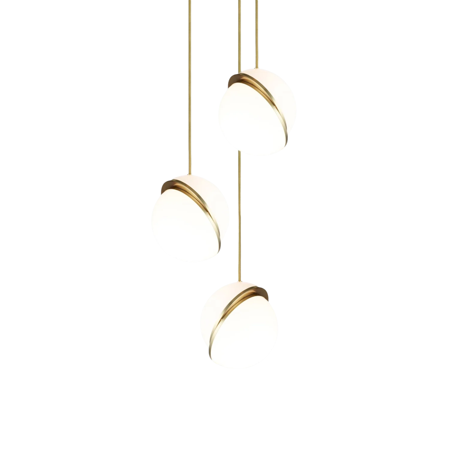 Bol Hanglamp met Gouden Accenten – Moderne Woonkamer Lamp 3 keer Ø30cm