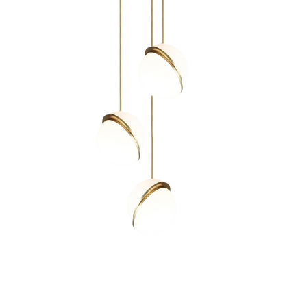 Bol Hanglamp met Gouden Accenten – Moderne Woonkamer Lamp 3 keer Ø30cm