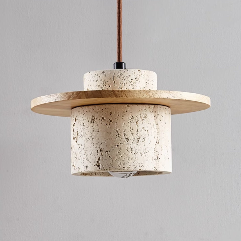 Hanglamp Eettafel LED van Travertin en Hout