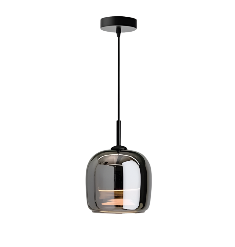 Hanglamp voor Eettafel met Modern Ontwerp in Zwart Glas 1 Hoofd