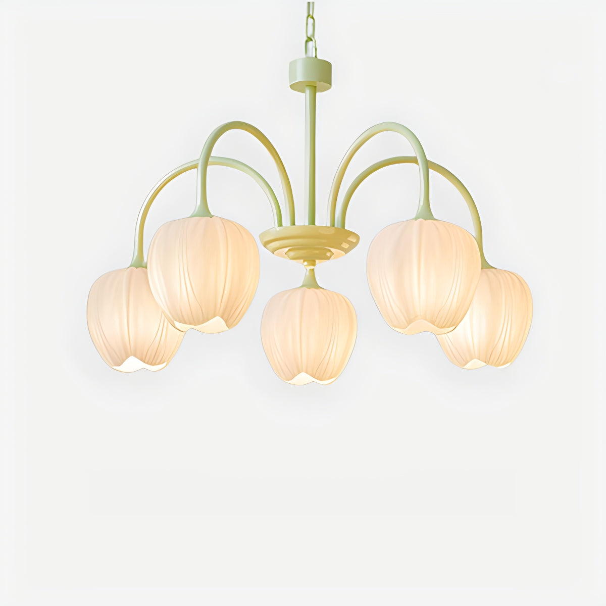 Hanglamp met Tulpenvormige Glazen Schalen en Vintage Metalen Frame voor Eettafel en Woonkamer 0