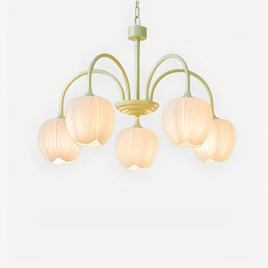 Hanglamp met Tulpenvormige Glazen Schalen en Vintage Metalen Frame voor Eettafel en Woonkamer 0