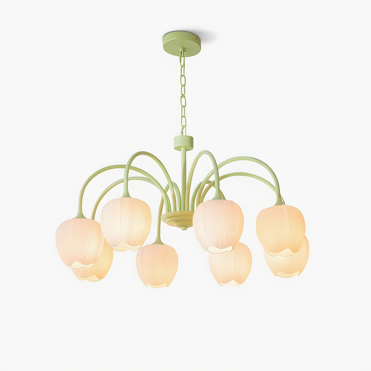 Hanglamp met Tulpenvormige Glazen Schalen en Vintage Metalen Frame voor Eettafel en Woonkamer 1