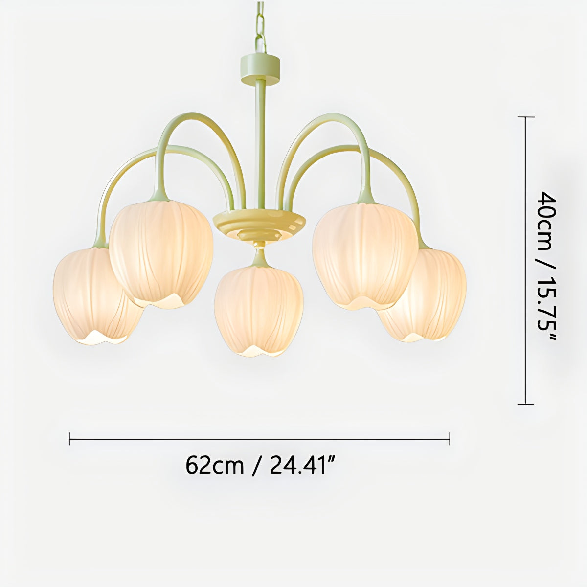 Hanglamp met Tulpenvormige Glazen Schalen en Vintage Metalen Frame voor Eettafel en Woonkamer 3