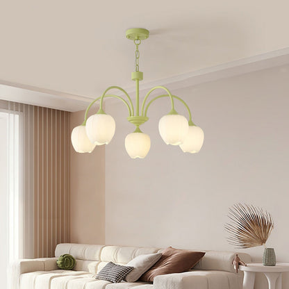 Hanglamp met Tulpenvormige Glazen Schalen en Vintage Metalen Frame voor Eettafel en Woonkamer 4