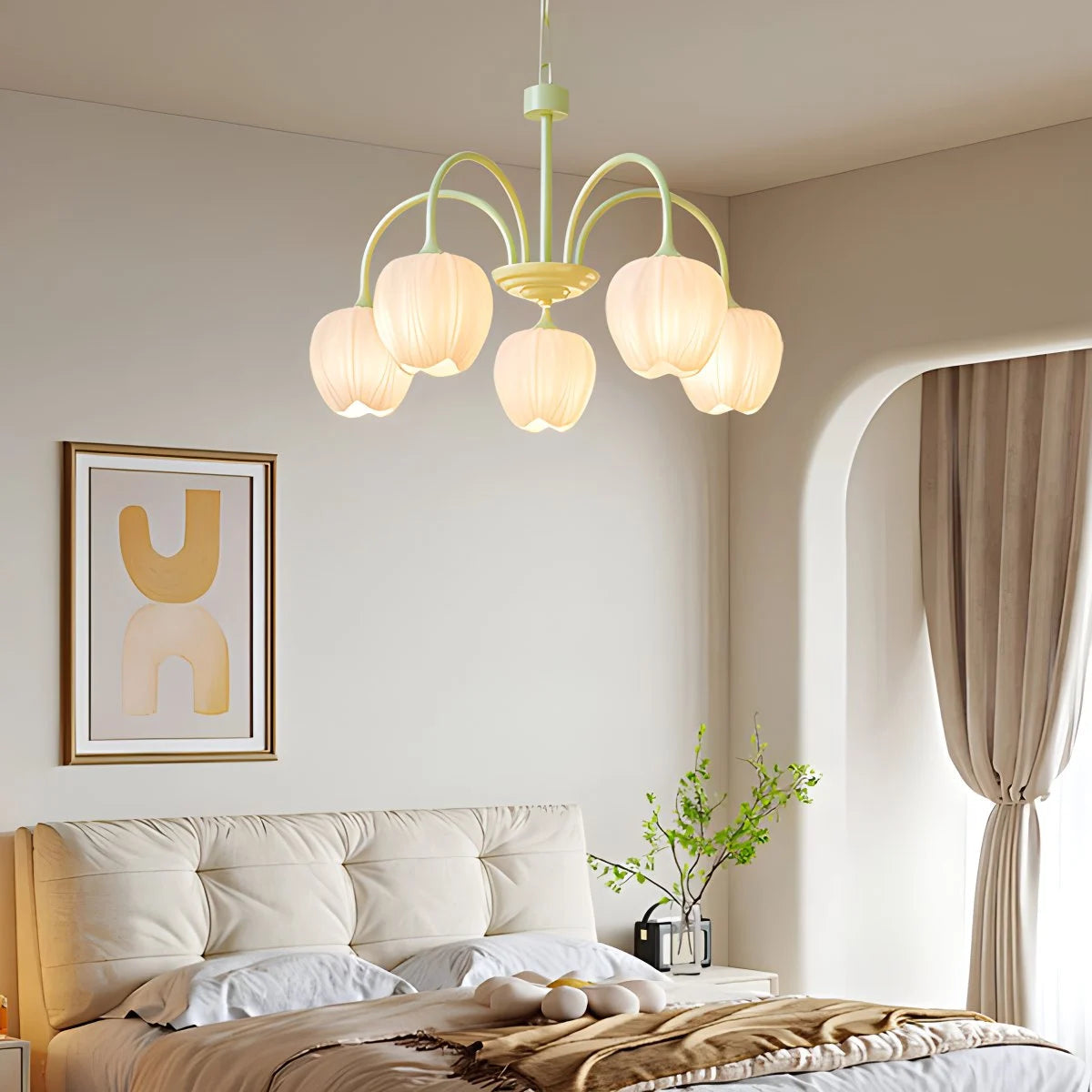 Hanglamp met Tulpenvormige Glazen Schalen en Vintage Metalen Frame voor Eettafel en Woonkamer 7