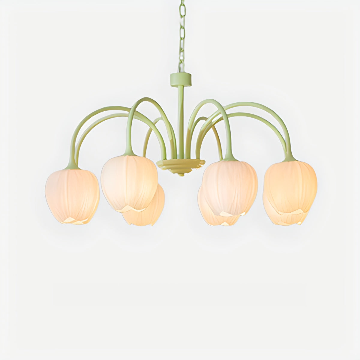 Hanglamp met Tulpenvormige Glazen Schalen en Vintage Metalen Frame voor Eettafel en Woonkamer 9