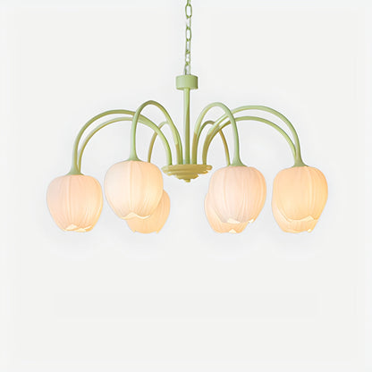 Hanglamp met Tulpenvormige Glazen Schalen en Vintage Metalen Frame voor Eettafel en Woonkamer 9