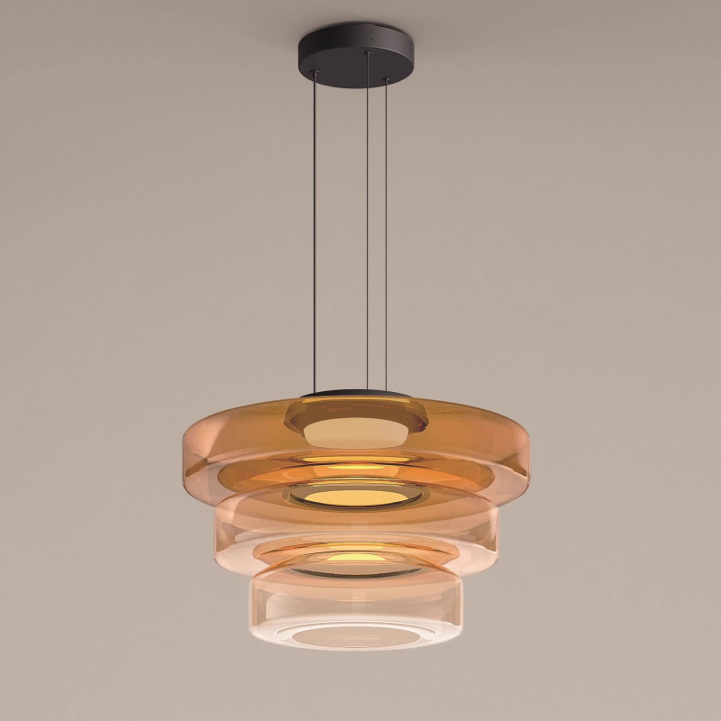 Hanglamp van Glas in Bauhaus Stijl voor Binnenruimtes 3 Laag | 45 x 33 cm Amber