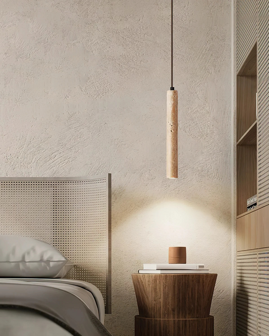 Hanglamp van Travertijn voor Eettafel en Woonkamer – Tijdloos Japandi Design 1