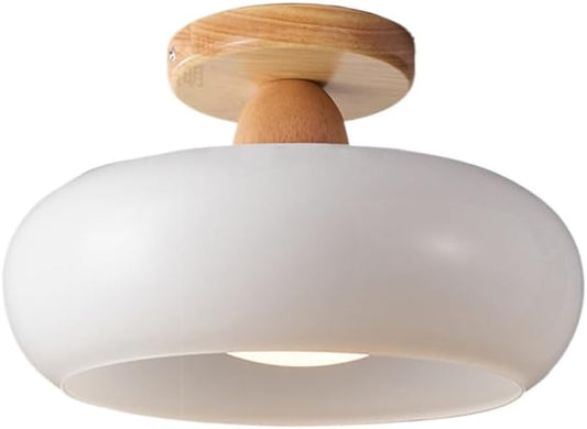 Hedendaags LED Plafondlicht met Hout en Glas – Verstelbare Kleurtemperatuur voor Woonkamer en Slaapkamer 0