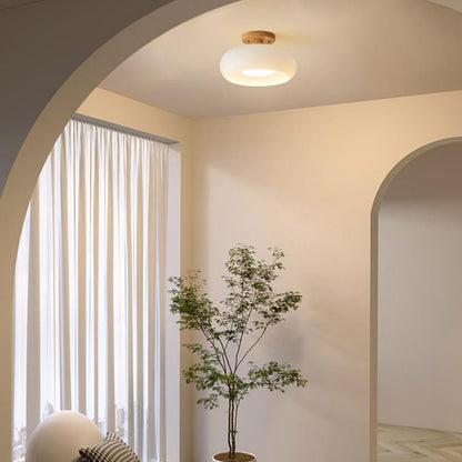 Hedendaags LED Plafondlicht met Hout en Glas – Verstelbare Kleurtemperatuur voor Woonkamer en Slaapkamer 3