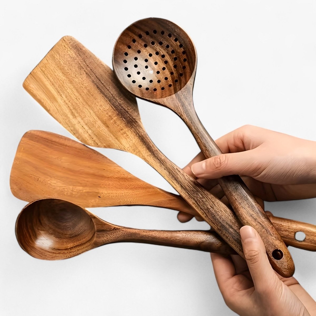 Houten Keukengerei Set van 11 Delen met Hittebestendig en Duurzaam Ontwerp