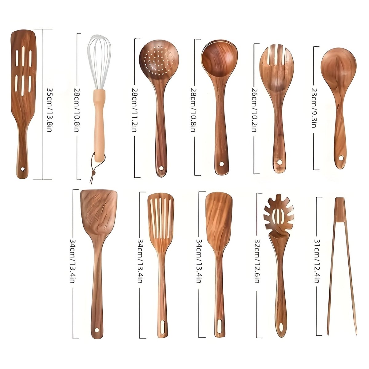 Houten Keukengerei Set van 11 Delen met Hittebestendigheid en Duurzaam Ontwerp 3