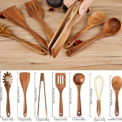 Houten Keukengerei Set van 7 Stukken – Duurzaam Keukengereedschap met Ergonomische Handgrepen 1