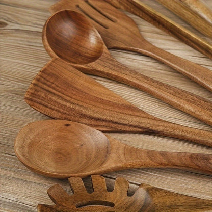 Houten Keukengerei Set van 7 Stukken – Duurzaam Keukengereedschap met Ergonomische Handgrepen 3