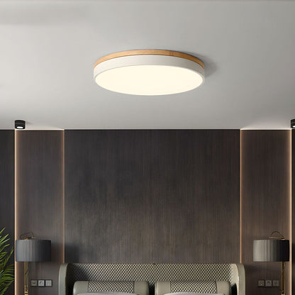 Houten Ronde Plafondlamp met LED Wit