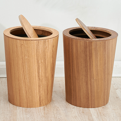 Houten Vezelafvalbak met Deksel – 9 Liter Capaciteit in Eiken of Walnoot 1