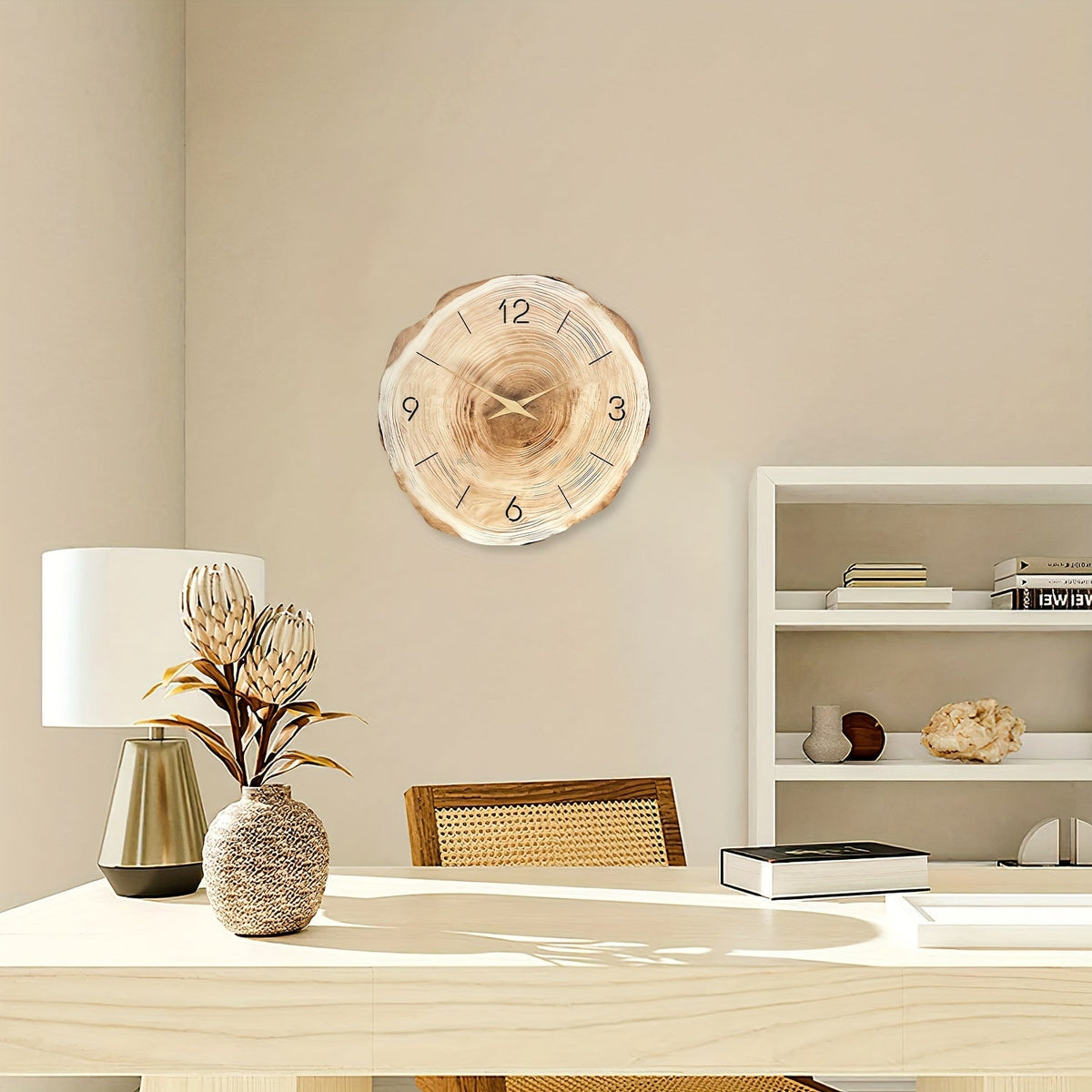 Houten Wandklok met Stille Mechanisme en Realistische Textuur