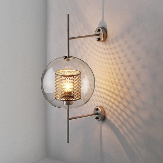 Industriële Geometrische Wandlamp van Glas en Metaal met LED Verlichting voor Binnengebruik 0