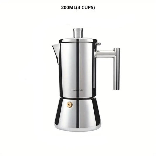 Italiaanse Moka Pot van Roestvrij Staal met Hittebestendig Ontwerp en Vaatwasmachinebestendig 0