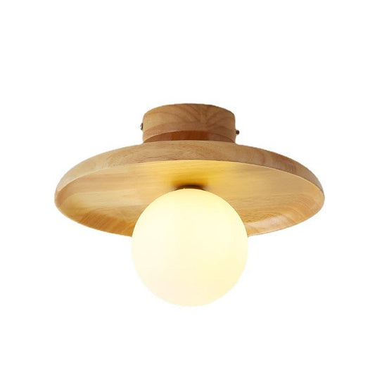 Japanse Plafondlamp van Hout en IJzer met LED Lichtbron – Elegante Plafonniere voor Binnenverlichting 0