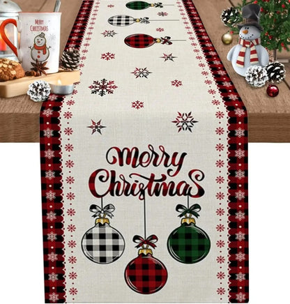 Kersttafelloper van 100% Linnen met Vrolijke Prints voor Feestelijke Gelegenheden 2