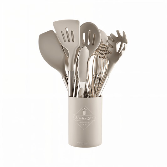 Keukenhulpmiddelen Set van 12 Delen – Voedselveilige Silicone met RVS Handvatten voor Koken en Bakken 0