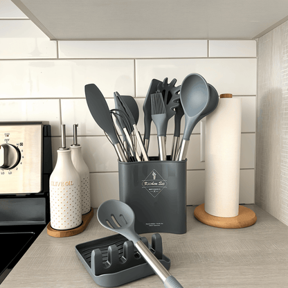 Keukenhulpmiddelen Set van 12 Delen – Voedselveilige Silicone met RVS Handvatten voor Koken en Bakken 2