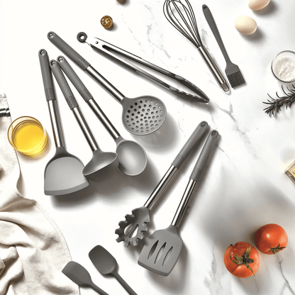 Keukenhulpmiddelen Set van 12 Delen – Voedselveilige Silicone met RVS Handvatten voor Koken en Bakken 3