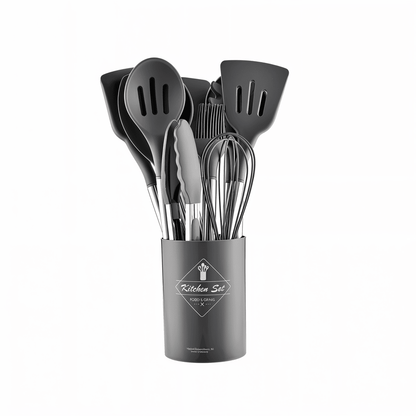 Keukenhulpmiddelen Set van 12 Delen – Voedselveilige Silicone met RVS Handvatten voor Koken en Bakken 4