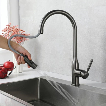 Keukenmengkraan met Uittrekbare Handdouche en Modern Design in Geborsteld Nikkel 2