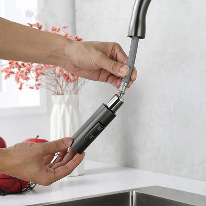Keukenmengkraan met Uittrekbare Handdouche en Modern Design in Geborsteld Nikkel 4