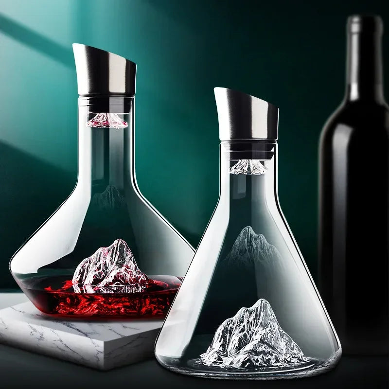 Wijnkaraf Glas met IJsberg Design en 1,5L Inhoud