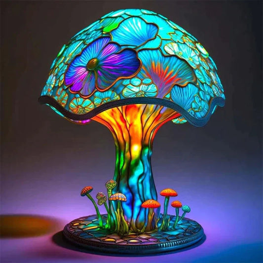 Kunstzinnige Glas-in-lood Tafellamp voor Sfeervolle Verlichting – Binnengebruik, Warm Wit Licht 0